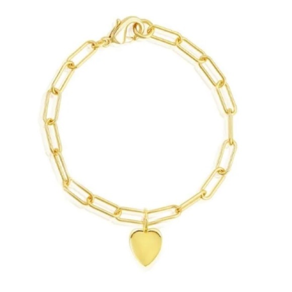 Heart Paper Clip Gold Bracelet Chain Set - Picture 3 of 4